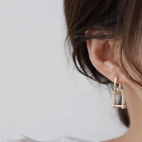 2020 new trendy hot sale womens earrings geometry golden zircon dangle drop earring for women brides party jewelry wholesale