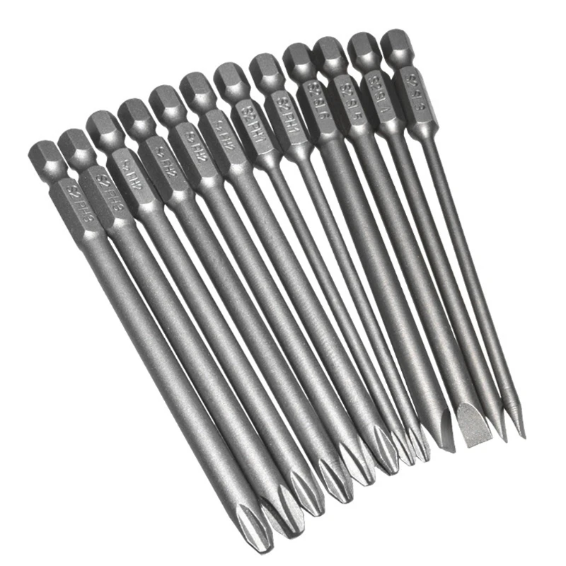 

12pcs/set Alloy Steel S2 Slotted Phillips Screwdriver Drill Bits Magnetic Head