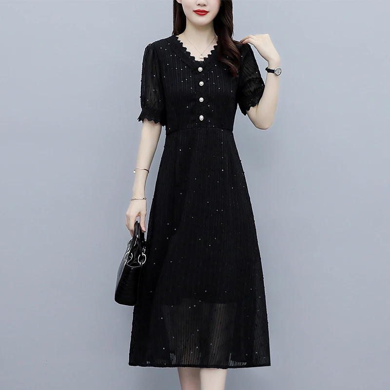 

Sequin Dress Tallas Grandes Mujer Women Dresses Summer 2021 White Black Chiffon Vintage De Mulher Vestidos Casual Elegante Long