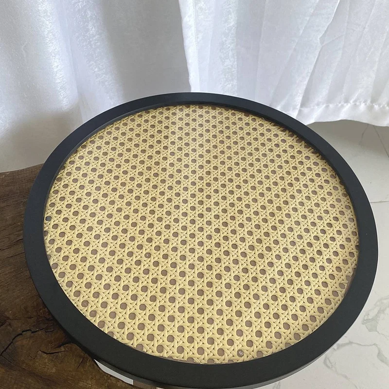 

38.3cm Nordic Rattan Woven Tray Wooden Handmade Round Ornament Bread Fruit Breakfast Display Tray