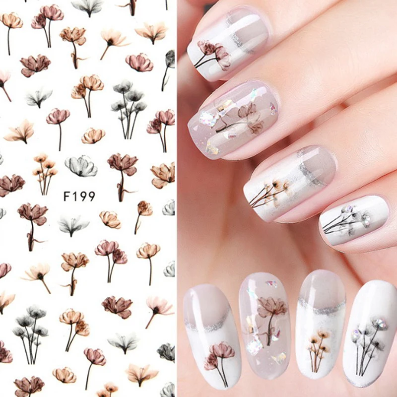 

2PCS dandelion design 3d nail art stickers adhesive manicure transfer decals