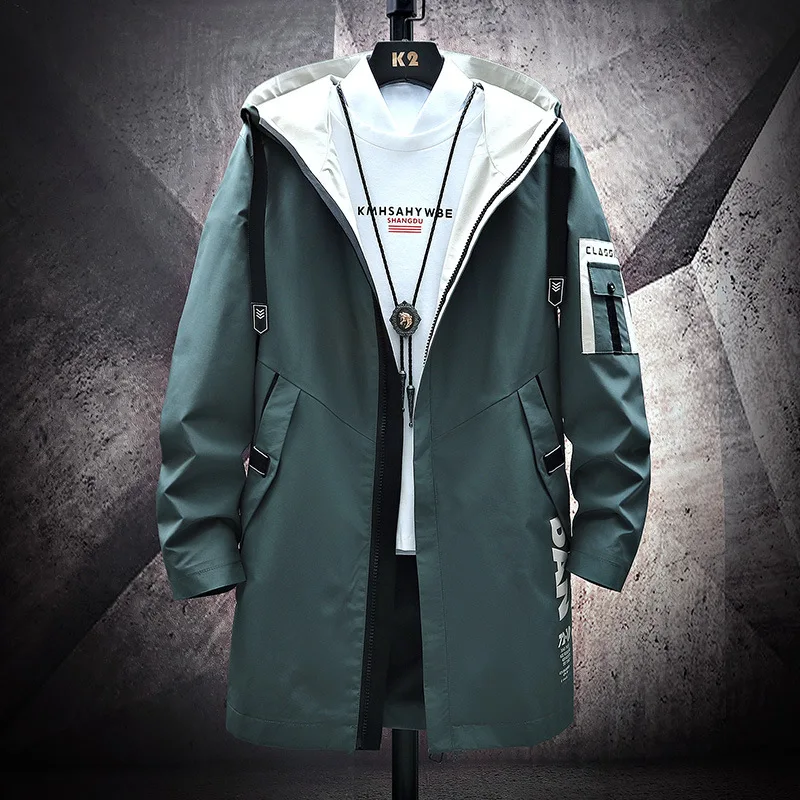 Ветровка мужская с капюшоном длинная куртка свободного покроя красивая большие