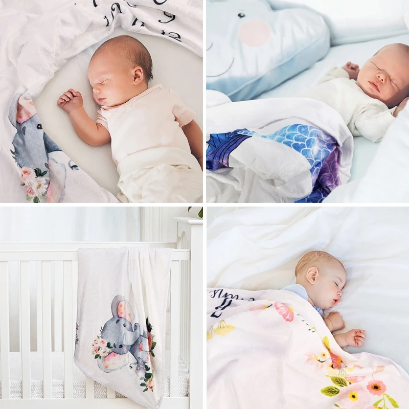 

Flannel Milestone Blanket Baby Photography Background Cloth Newborn Monthly Photo Blanket Crawling Mat Bedding Quilt