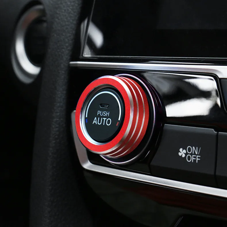 Для Honda Civic- автомобильный Кондиционер зажигание двигателя Кнопка мультимедиа динамик аудио ручка кнопка декоративное кольцо