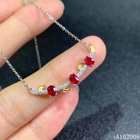 kjjeaxcmy fine jewelry 925 silver inlaid natural ruby gemstone necklace popular ladies pendant support test hot selling