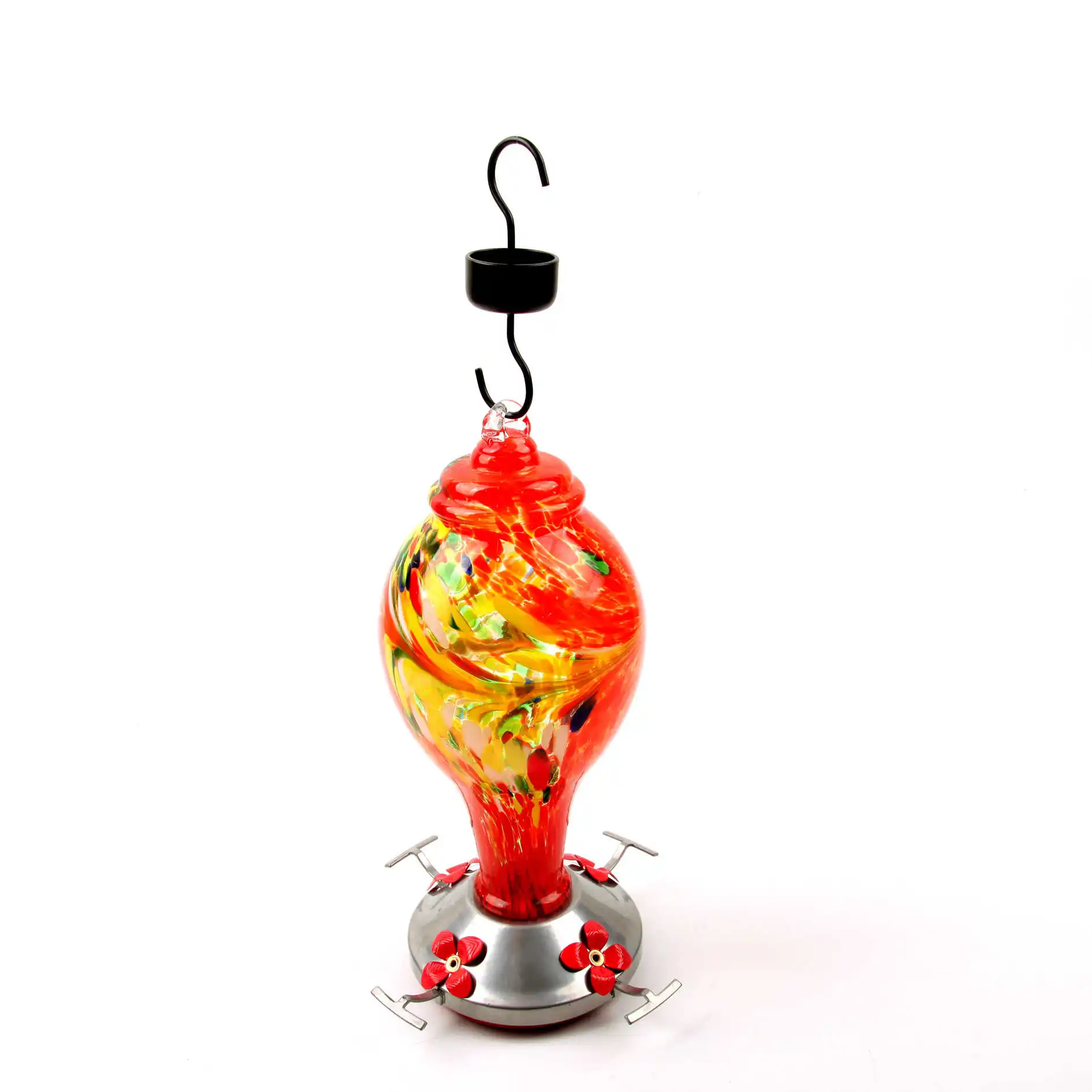 

Bird Hummingbird Feeder Water Dispenser Bird Perch For Outdoors Patio Hand Blown Glass Hummingbird Feeder