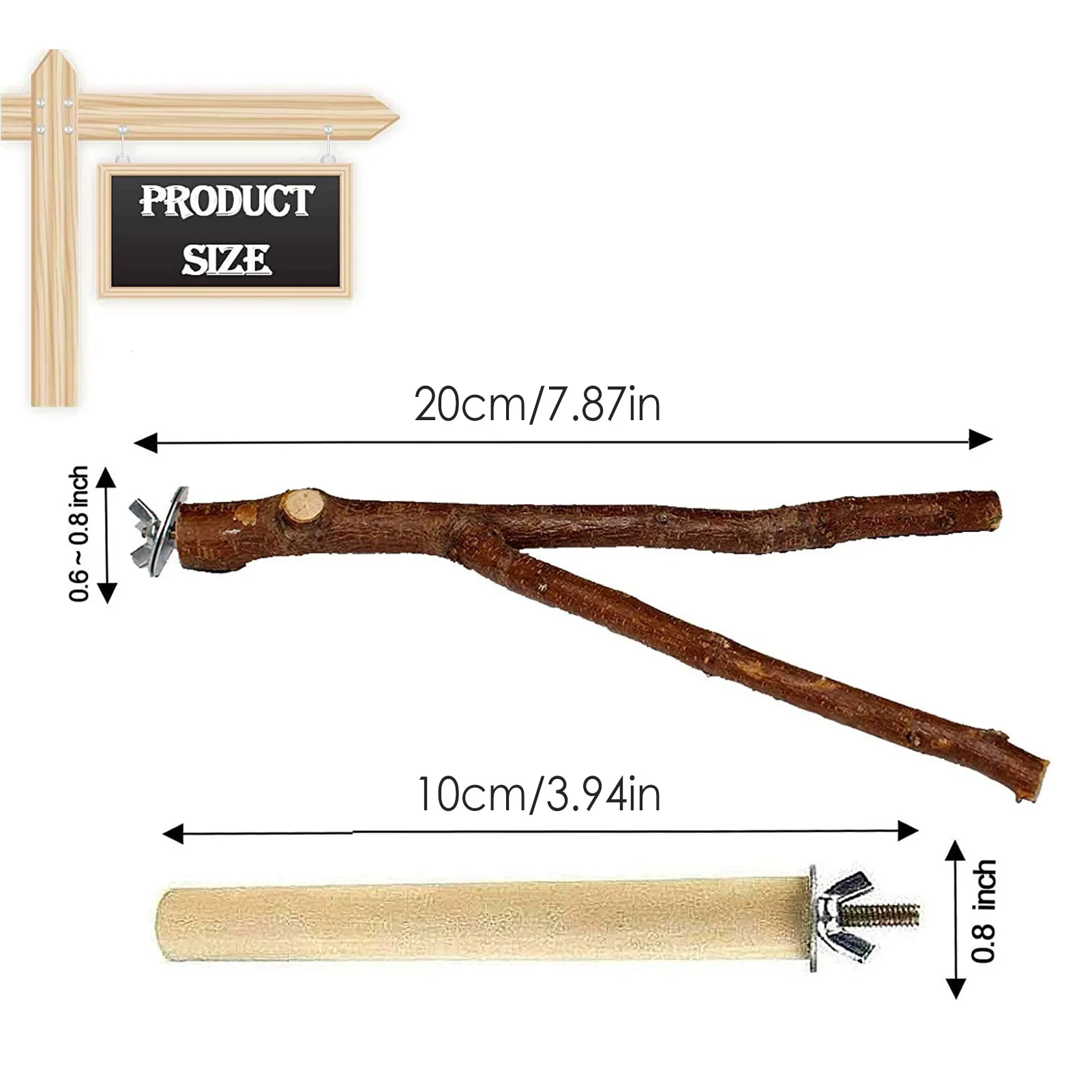 

4pcs/set Bird Perches Parrot Peach Wood Climbing Stands Branch-like Cage Accessories Stand Holder Pet Supplies