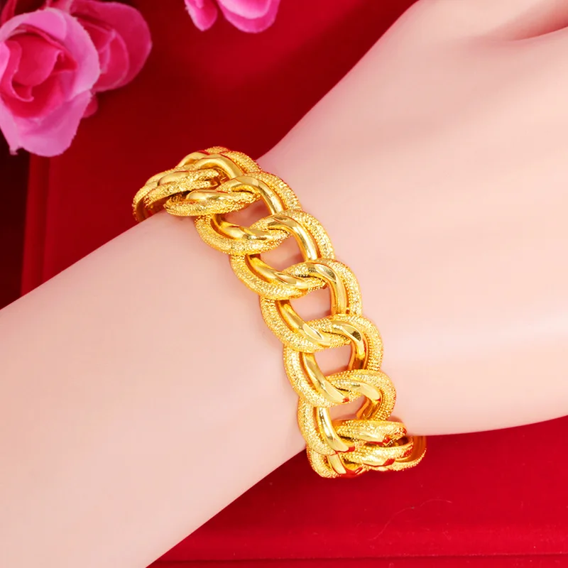 Forever Not Fade 18K Золото Цвет Свадьба Bizuteria для Мужчин Тонкая Pulseira Женская бижутерия Femme
