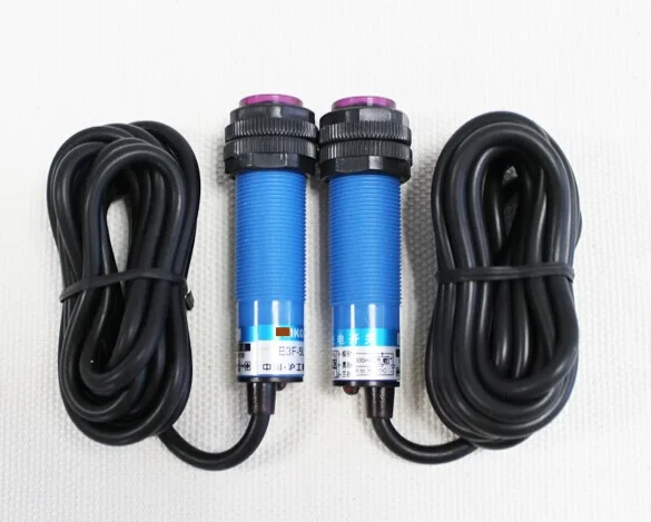 Фотоэлектрический переключатель с лучом света, фотоэлектрический переключатель с тремя проводами заднего вида, нормальное открытие, 5 метров, M18 Фотоэлектрический переключатель с лучом света, фотоэлектрический переключатель с тремя проводами заднего вида, нормальное открытие, 5 метров, M18