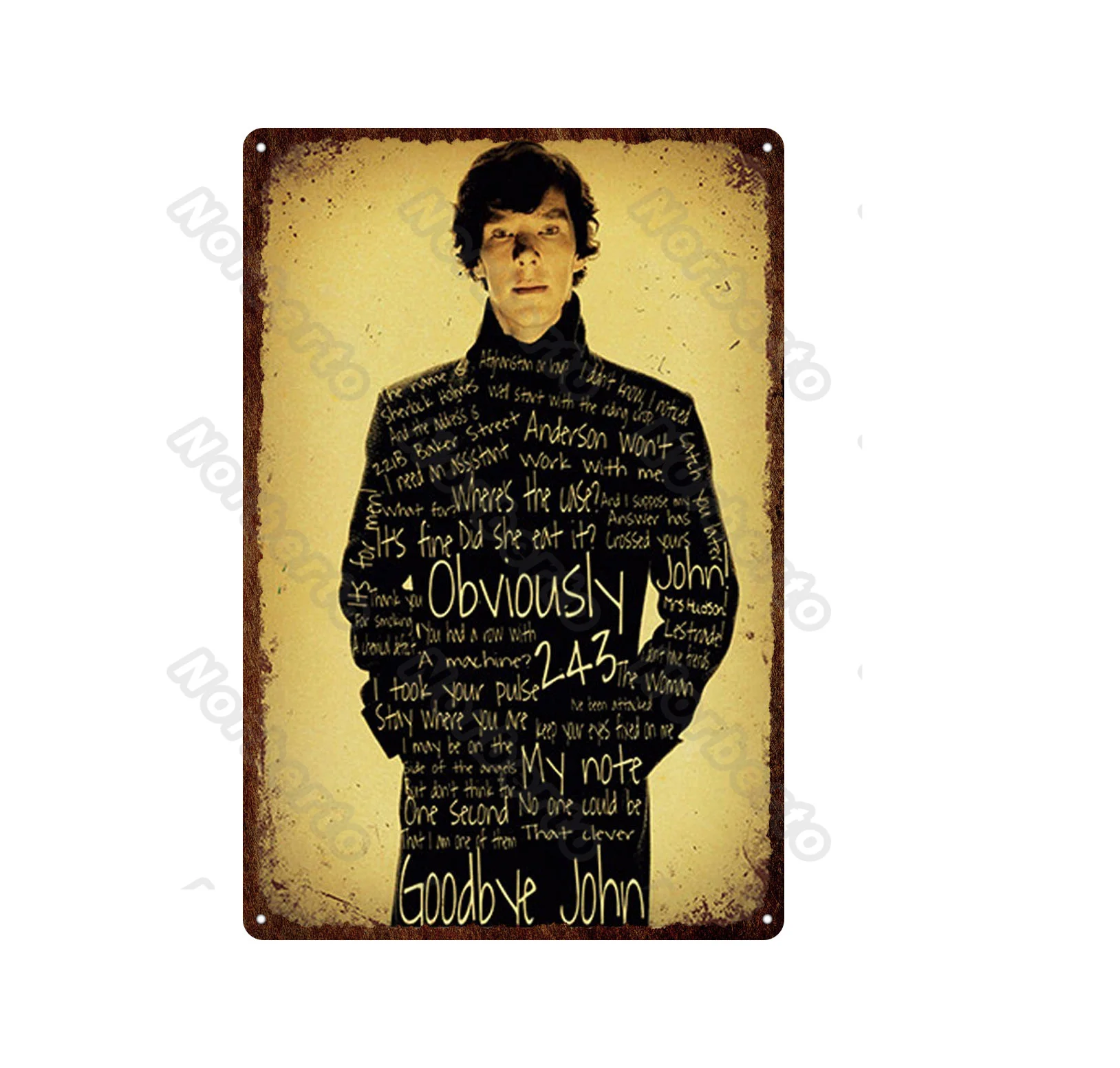 

Movie Stars Metal Plate Poster Tin Vintage Plaque Movie Star Sherlock's Poster for Home and Bar Pub Club Decoration