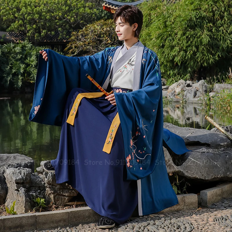 Древний китайский традиционный ханьфу комплекты для мужчин и женщин топ юбка