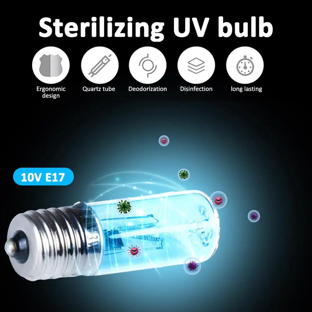 DC 10V E17 UVC ультрафиолетового излучения UV светильник трубки лампы 3W дезинфекции