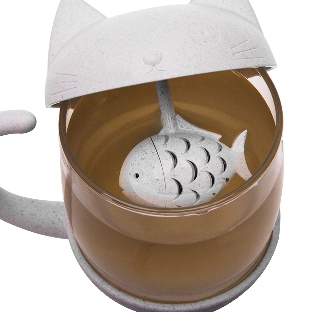 

High Quality Cat Glass Tea Mug Cup With Fish Tea Infuser Strainer Filter Office Tea Glass Bottle 250ml 2 Styles