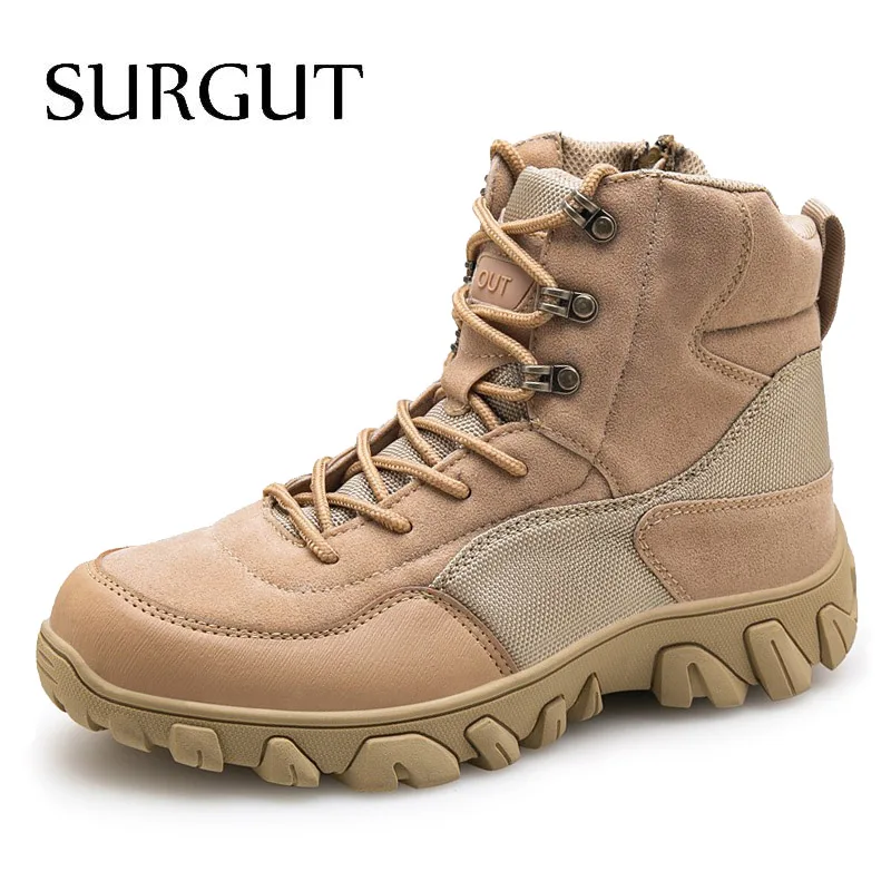 Мужские рабочие ботинки на шнуровке SURGUT черные повседневные ботильоны размеров