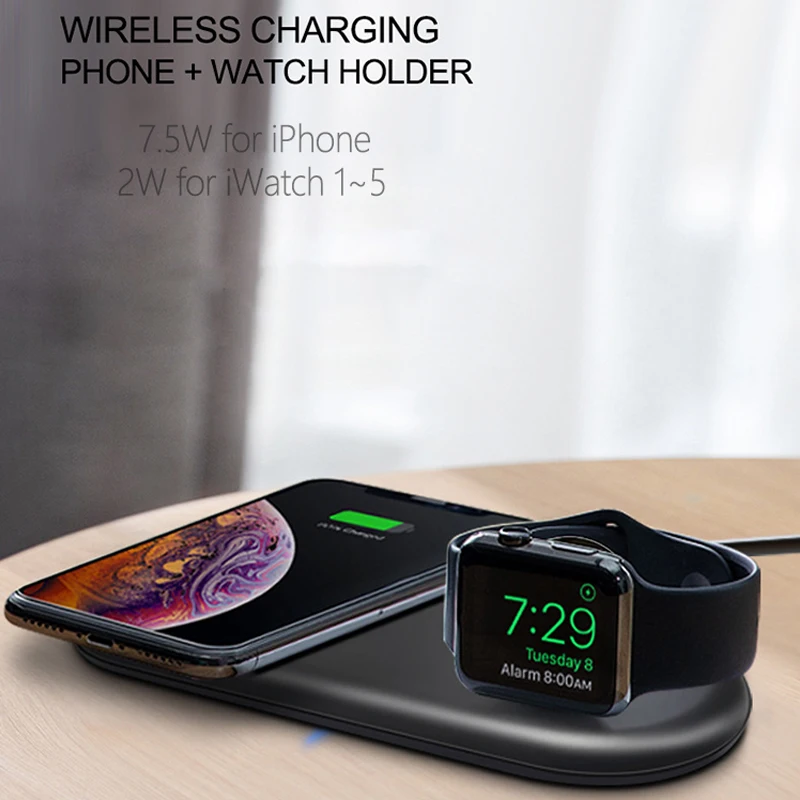 qi wireless charger pad 2w magnetic watch charging for apple iwatch 5 4 3 2 1 qc3 0 quick charge for iphone 11 pro xs max x 8 free global shipping