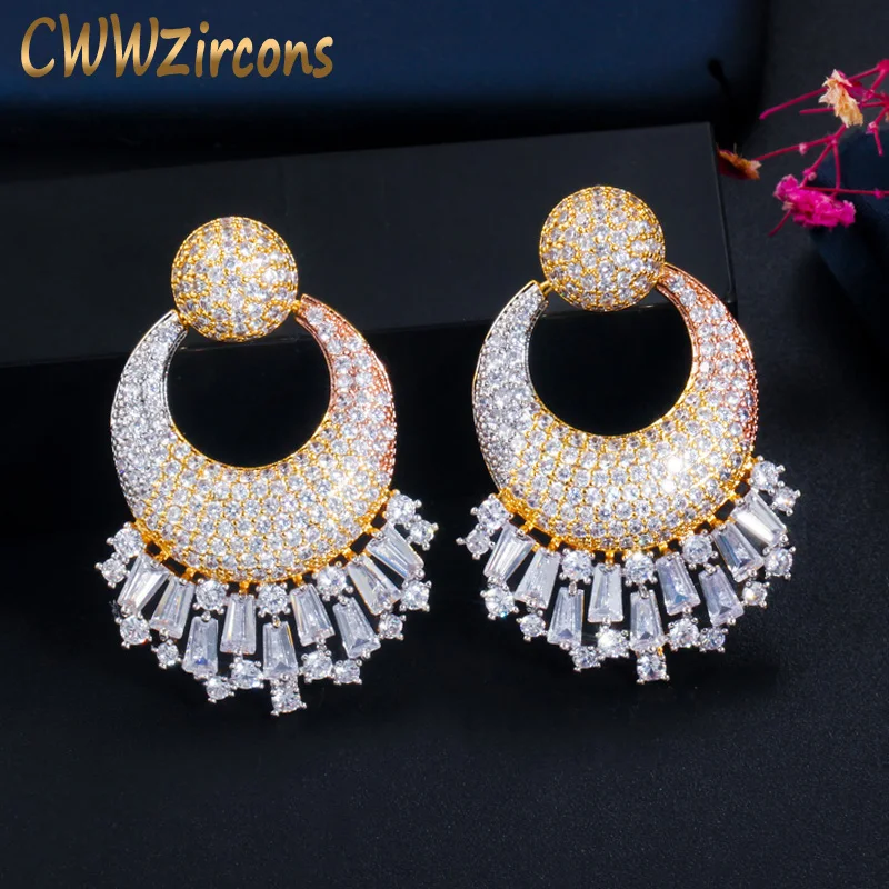 

CWWZircons Роскошная Геометрическая круглая полный микро проложить кубический циркон 3 оттенка, переходящие плавно от темного к светлому) с позо...