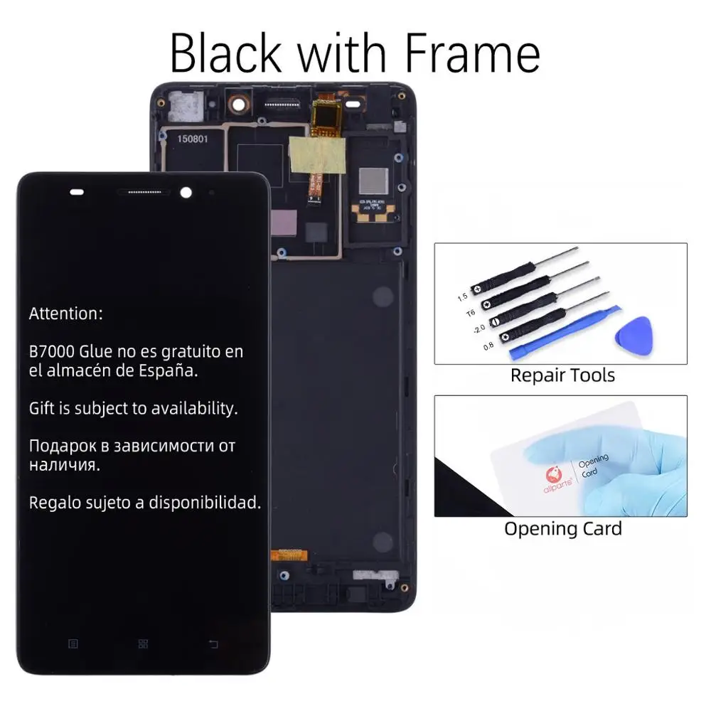 with Frame Black Дисплей для Lenovo K3 Note LCD K50-T5 в сборе с тачскрином на рамке черный - Цвет: with Frame Black