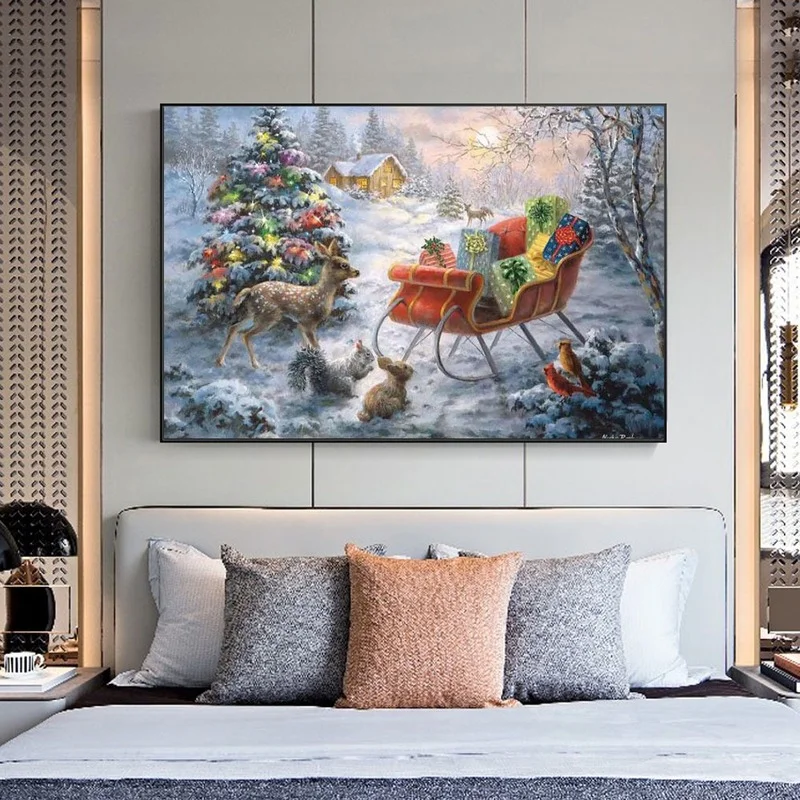 

Christmas Snow Deer Gifts Canvas Painting Wall Art Nordic Posters and Prints Wall Pictures for Living Kids Room Decoration