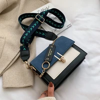 scrub leather contrast color crossbody bags for women 2020 chain messenger shoulder bag ladies purses and handbags cross body