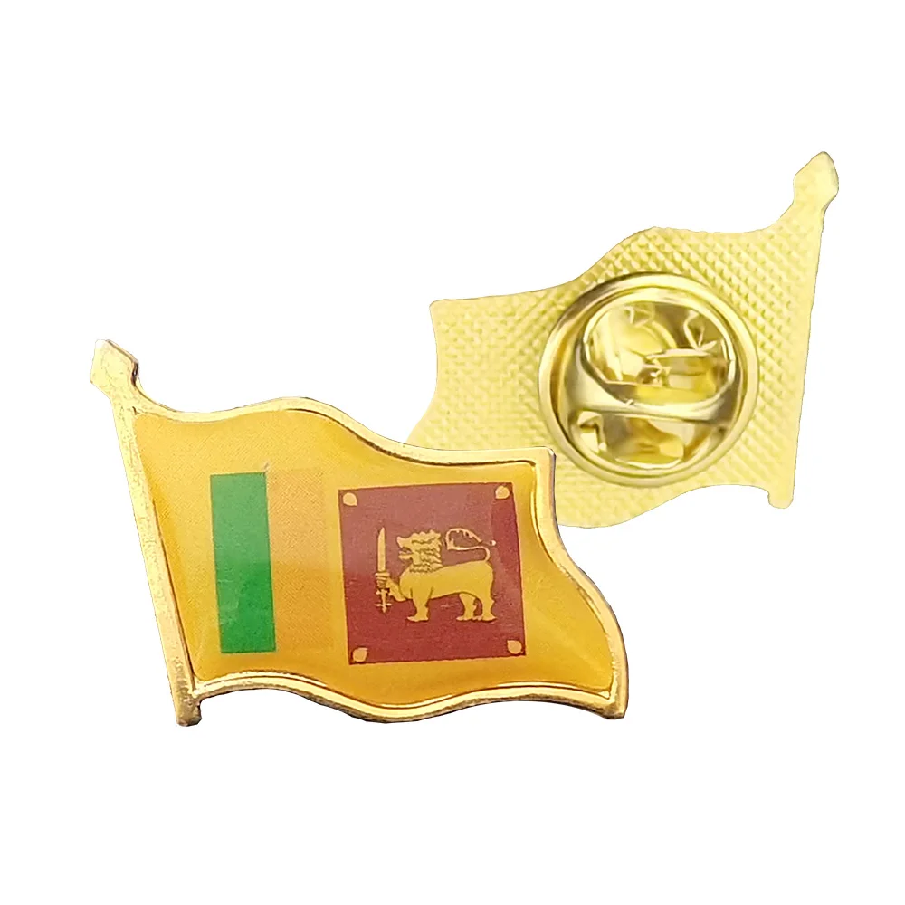 

Asian Sri Lanka Country Waving National Flag Brooch Gold Plated Courtesy Enamel Lapel Pin Badge Knapsack Decoration Accessories