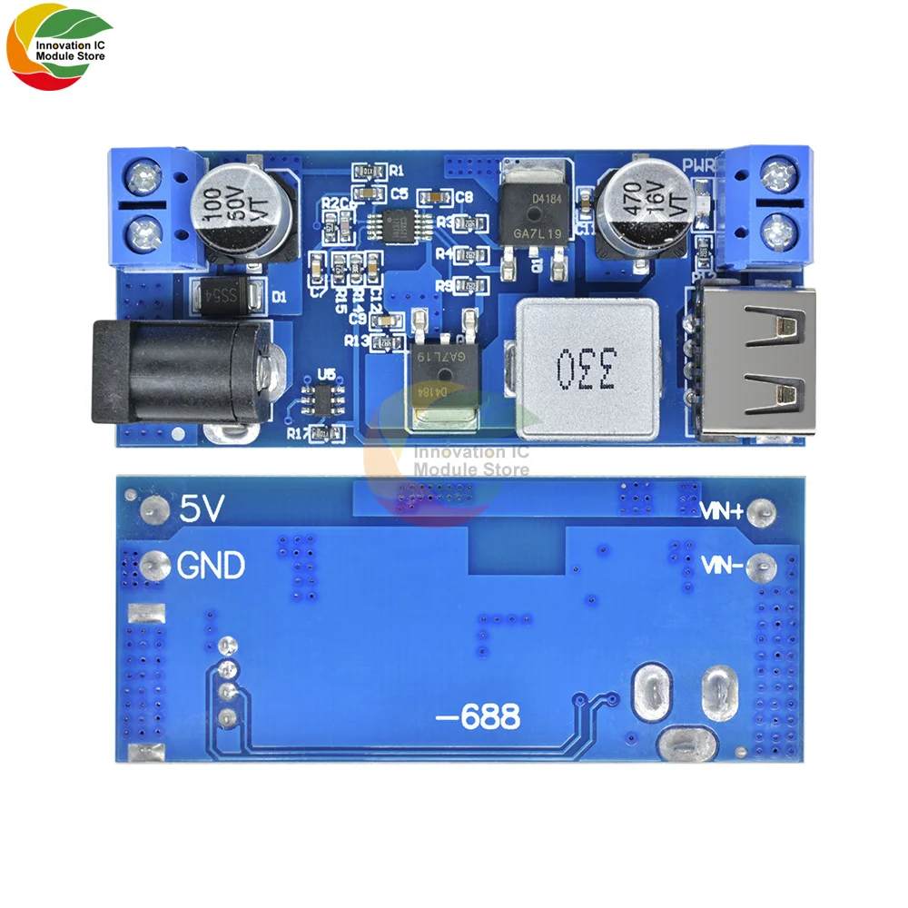 Регулируемый понижающий преобразователь источника питания USB LM2596S 24 В/12 В в 5 А