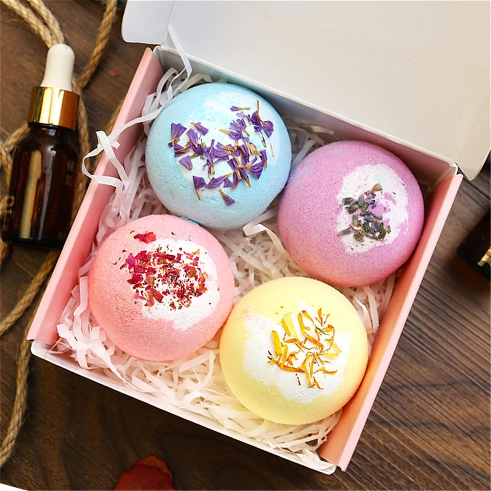 

100g Dried Flower Bath Salt Ball 4 Packs Bath Bomb Set Lavender Fragrance Adult Spa Foot Bath Salt Ball Bath Ball Bath Bomb