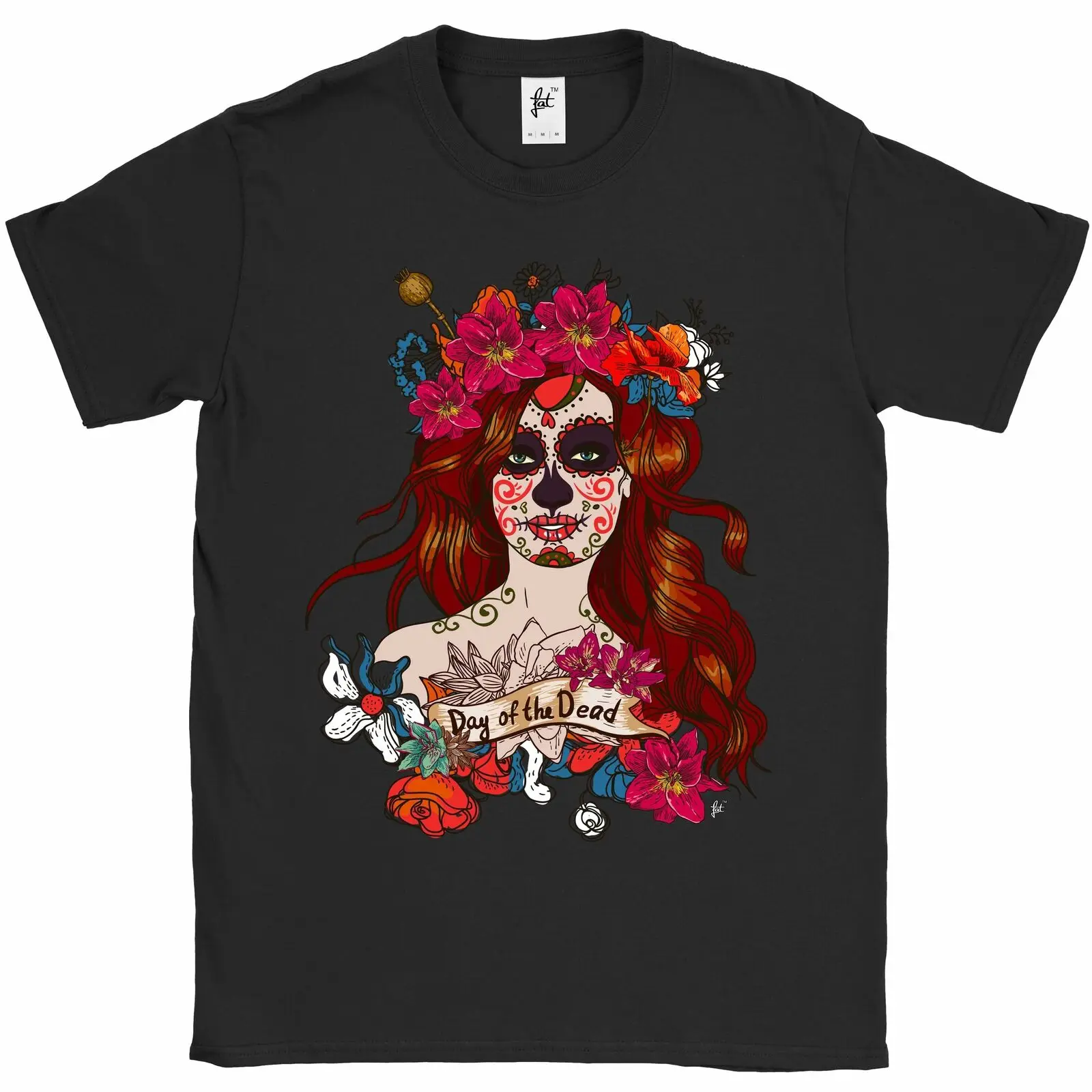 День мертвых мексиканский милый Череп женщина Хэллоуин Мужская футболка | одежда