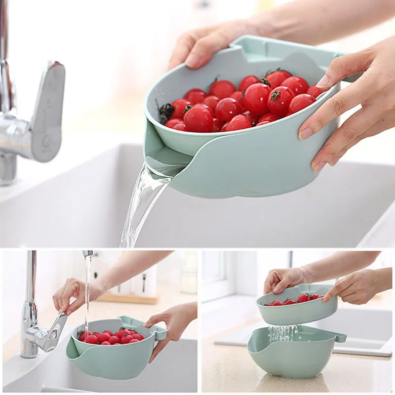 

Съемный Многофункциональный двухслойный лоток для фруктов, пластиковый держатель для раковины, Органайзер