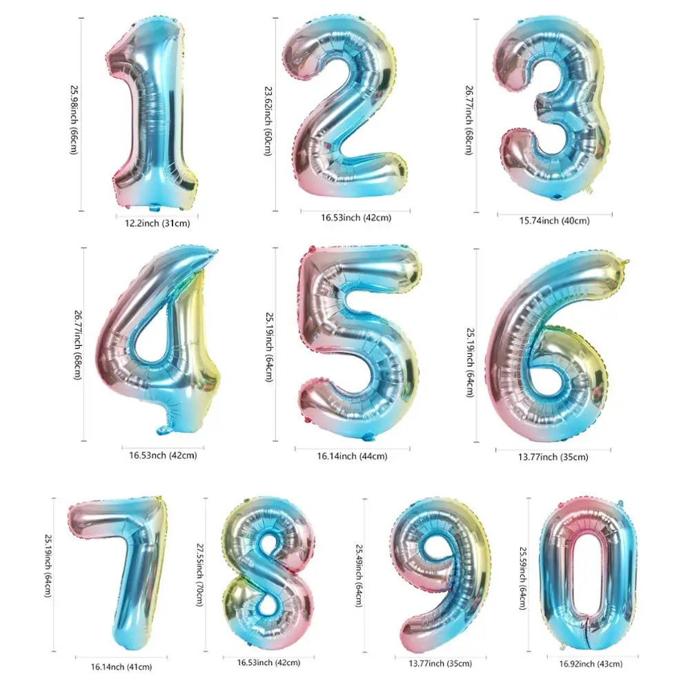 32 &quotшары с арабскими цифрами Детские шары для дня рождения фольга воздушные