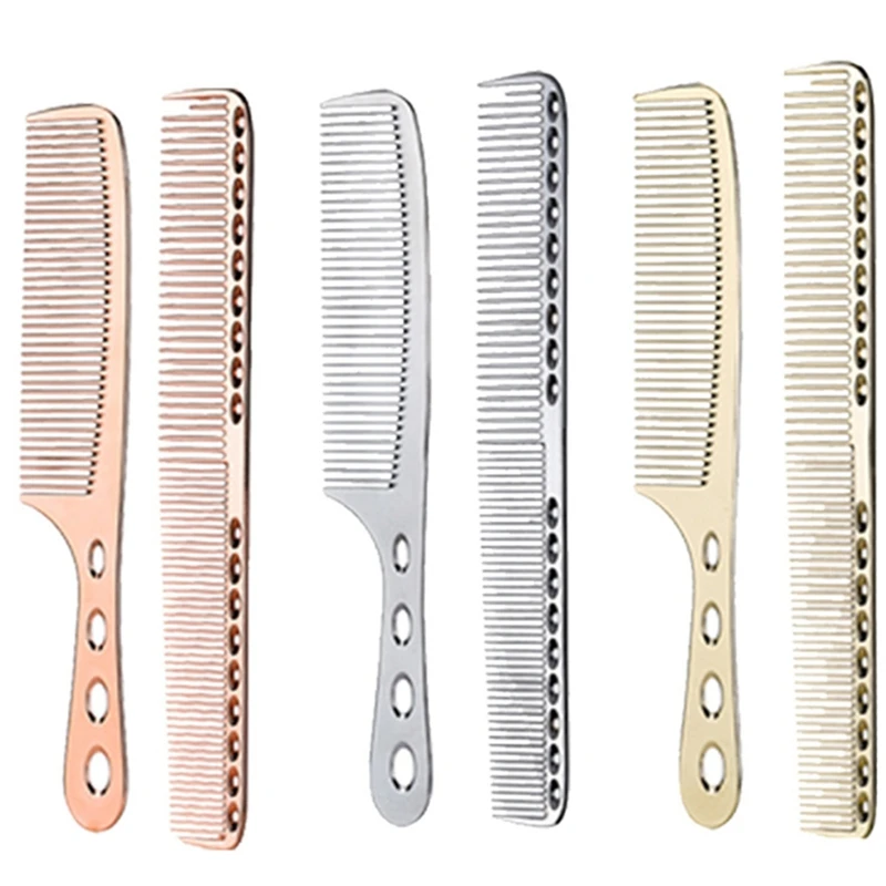 

2 Pcs Stainless Steel Hair Combs Anti Static Styling Comb Hairdressing Barbers Combs