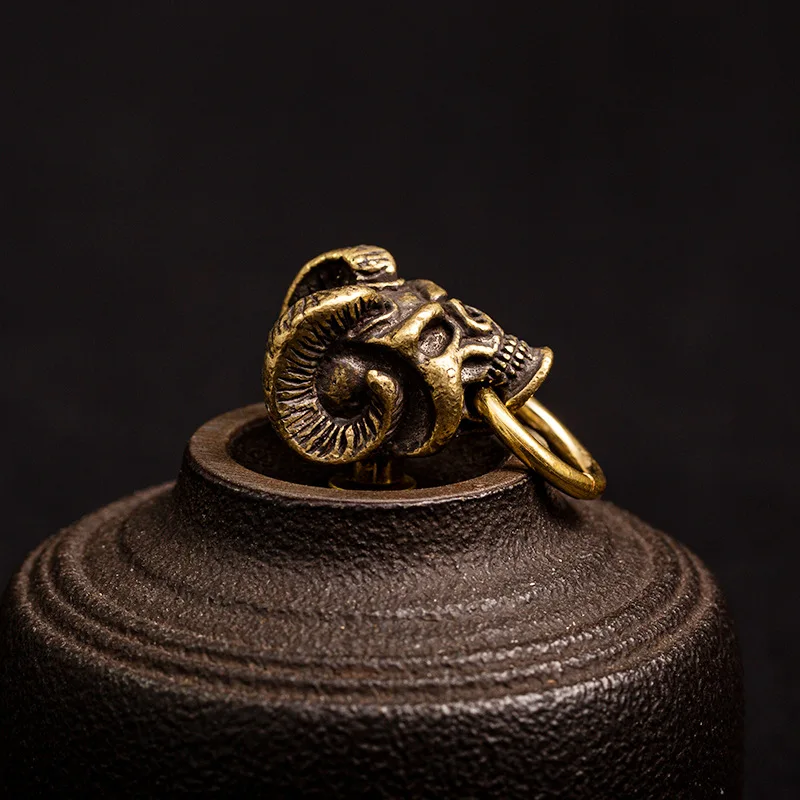 В стиле панк из латуни овечьи рога череп голова ремень тонком каблучке на