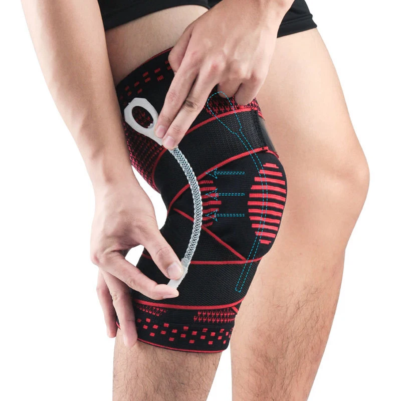 

2 PCS Spring Support & Silicone Pad Fitness Running Cycling Knee Braces Sport Compression Kneepad Pressurized Protector Sleeve