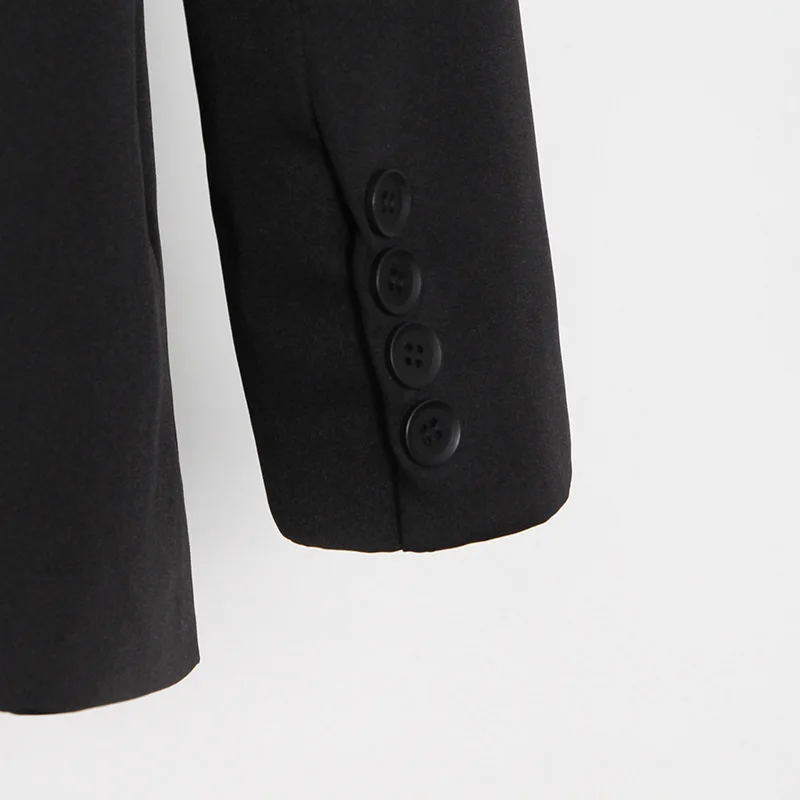 

Black Double Breasted Blazer For Women V Neck Long Sleeve Blazers Suit Coat Ladies England Style OL New Tops Clothing 2021