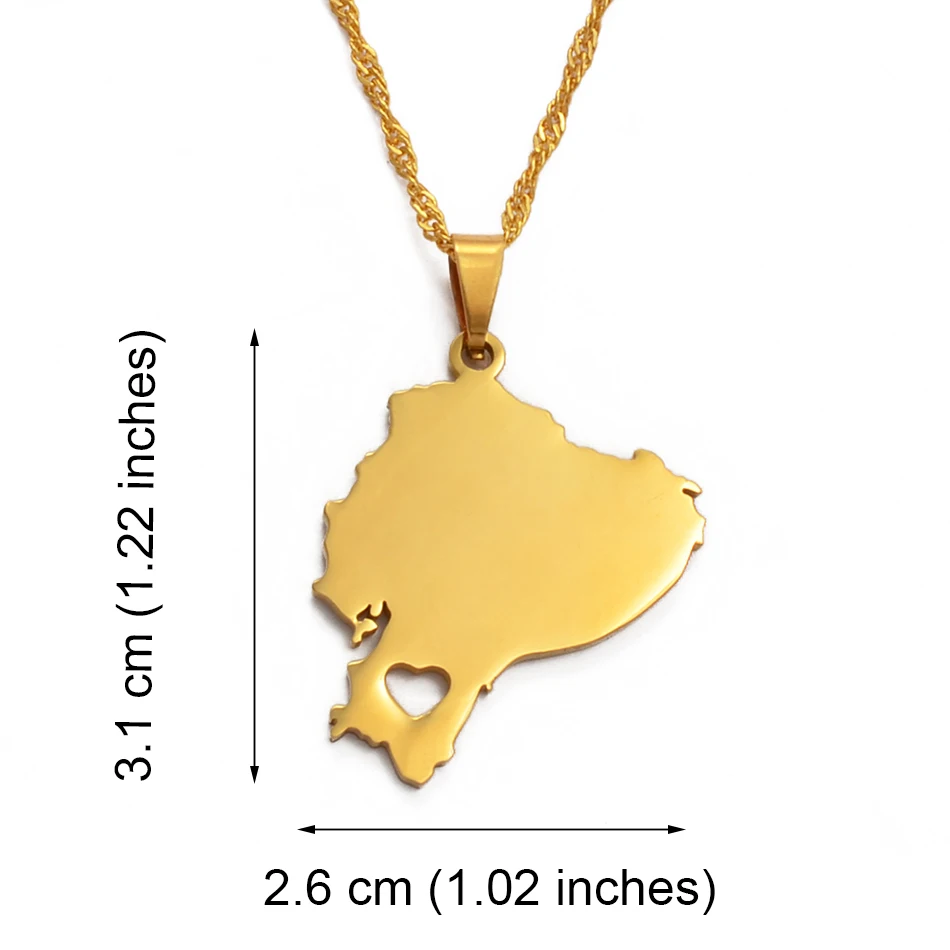 Кулон и ожерелье Anniyo с изображением карты Эквадора для женщин очаровательные