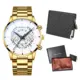 Noble Gold Men's Watch Minimalist Quartz Dial Wristwatch Folding Buckle Fashion Leather Wallet Birthday Gifts for Man with Box Other Image