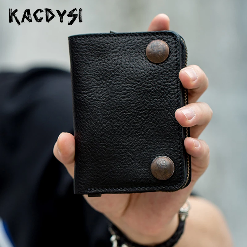 Real Cowhide High Quality Mens Wallets Bifold Money Cash Purse Tanned Vintage Classic Men's Wallet Leather ID Credit Card Holder | Багаж и