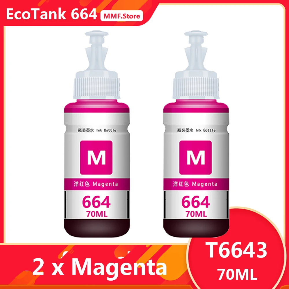 MMF Compatible for Epson T6643 Magenta for Epson 6643 L222 Printer Ink L350 Printer Ink L550 Printer Ink L456 Printer Ink L1300