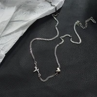 real 925 sterling silver vintage heartbeat ans love heart choker necklaces retro thai silver necklace jewelry for women