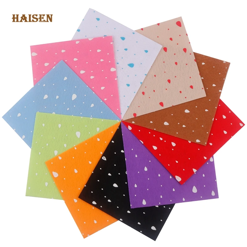 

1mm Thickness Felt,Printed Water Drops Non Woven Fabric,Polyester Cloth,For Sewing Dolls Crafts,Home Decoration Material,15x15cm