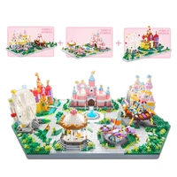 amusement park micro diamond block fairy tale castle pink pirate ship ferris wheel merry go round brick toy nanobrick collection