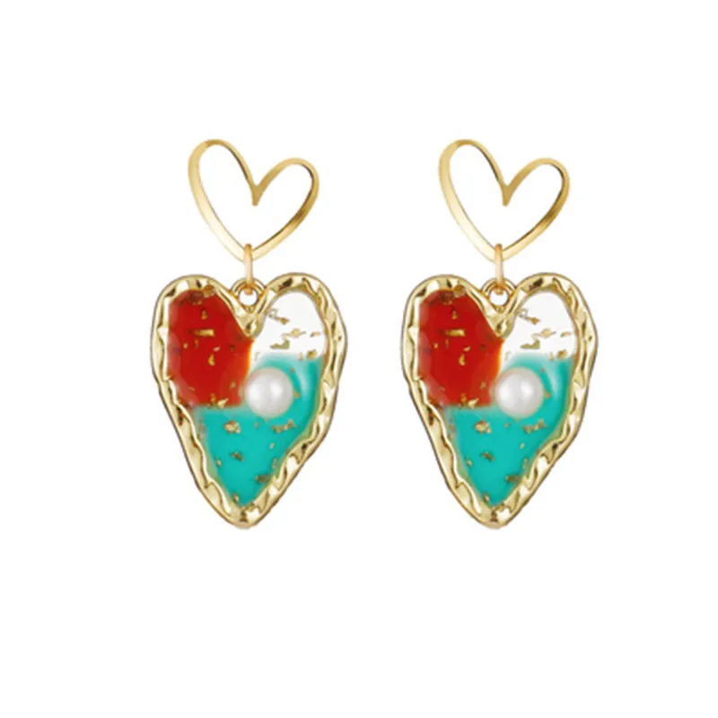 

Women Little Stud Earring Girl Kawaii Cute Sweet Korean Alloy Pearl Heart Irregular Fashion Jewelry Gift Wholesale