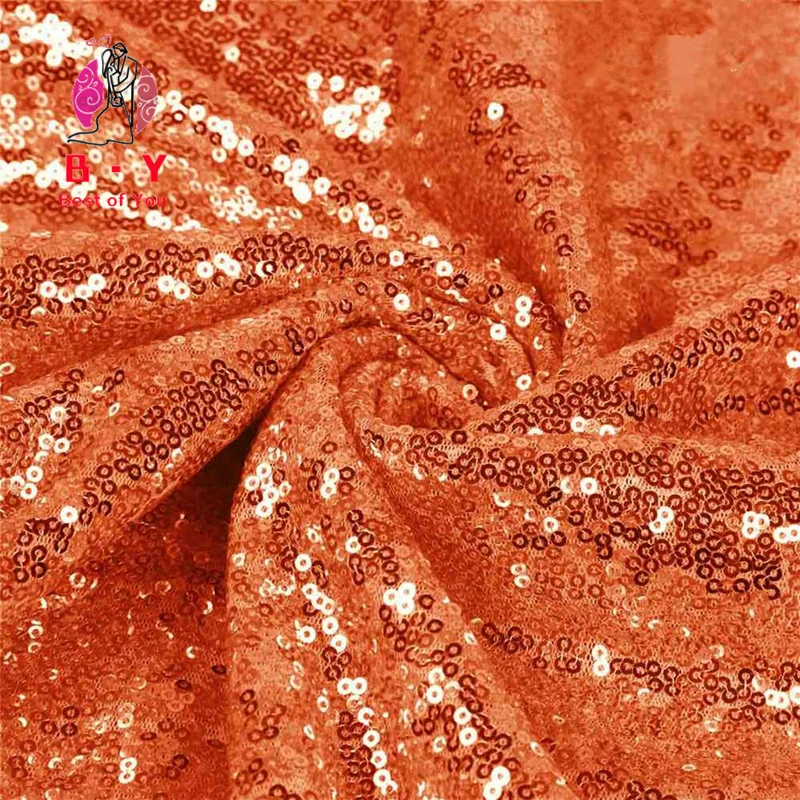 2 ярда ткань с вышивкой и блестками оранжевый блестящий материал для