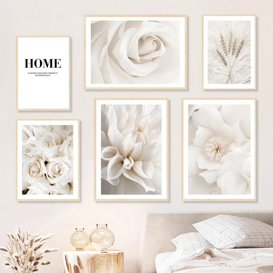 

Nature Dahlia Rose Flower Home Wheat Quotes Wall Art Canvas Painting Nordic Posters And Prints Decor Pictures For Living Room