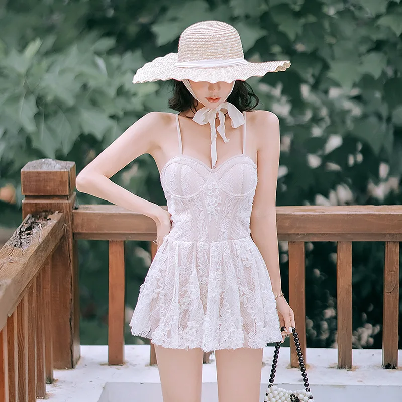 

Цельный купальник, купальники, женский купальник, женские спортивные однотонные летние купальники с пуш-ап, новинка 2022, юбка с подтяжками в ...