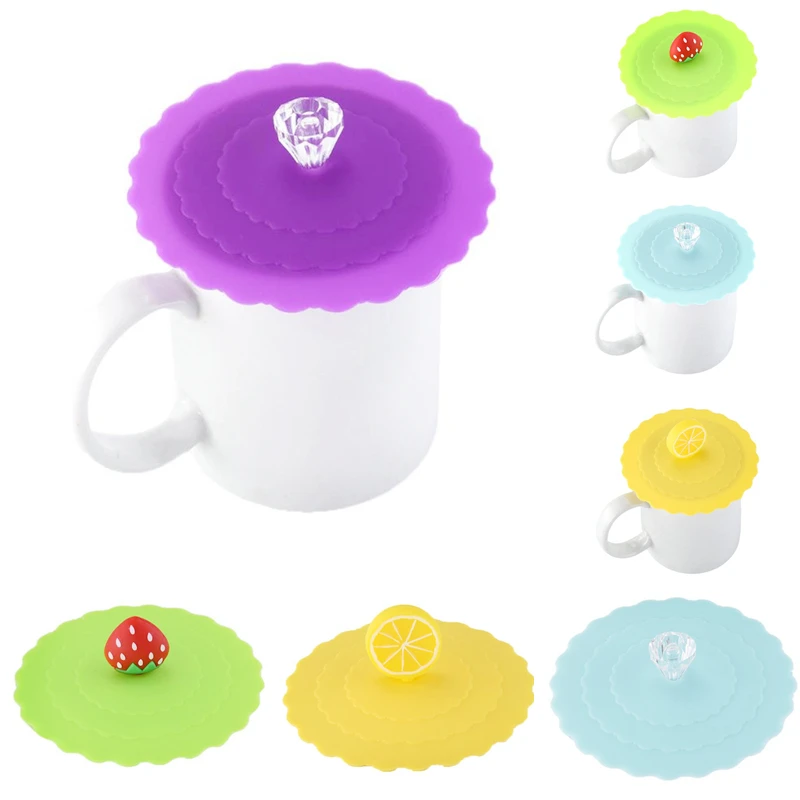 Милые многоразовые крышки для стаканчиков с фруктами силиконовые чашек защитой