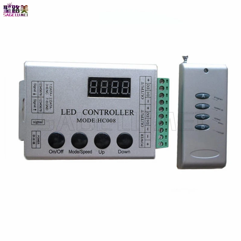 DC 5V 12V 24V 4Keys HC008 programmable rgb led pixel controller 133 effect modes for ws2812 ws2811 2801 LED Strip Light Tape | Освещение