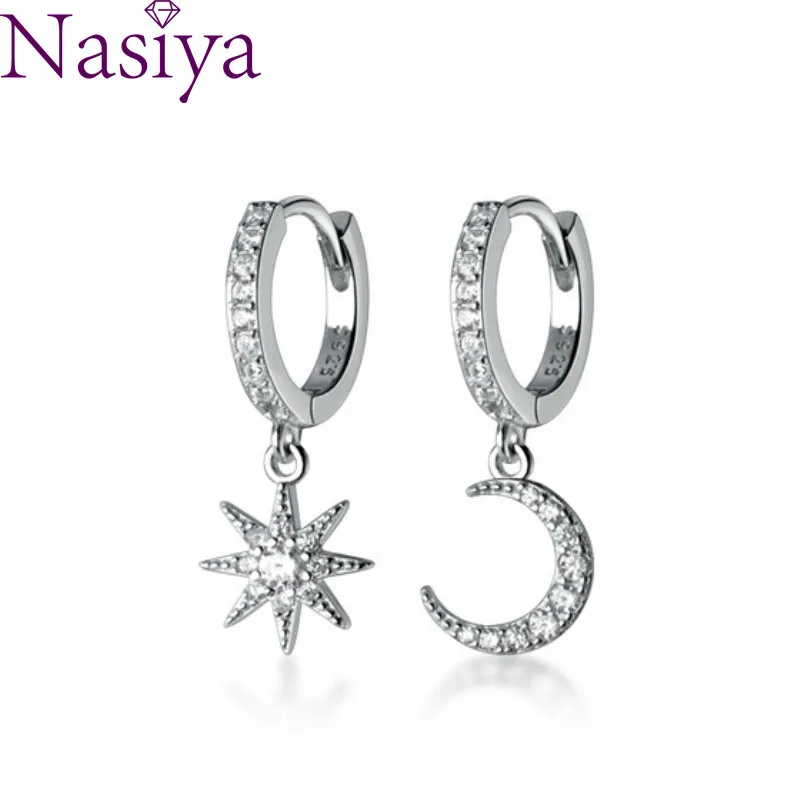 100% S925 Real Sterling Silver Women Hoop Earrings Asymmetric Single Diamond Star Micro-set Moon Earrings Jewelry Gift for Women
100% S925 Real Sterling Silver Women Hoop Earrings Asymmetric Single Diamond Star Micro-set Moon Earrings Jewelry Gift for Women