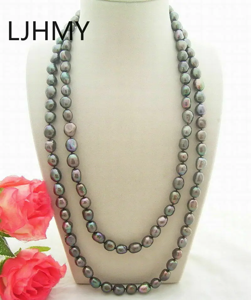 Vintage Real Baroque Freshwater Pearl 8x9-9x11mm Beaded Boho Knot Strand Collar Fringe Wrap Layered Opera Long Necklace |