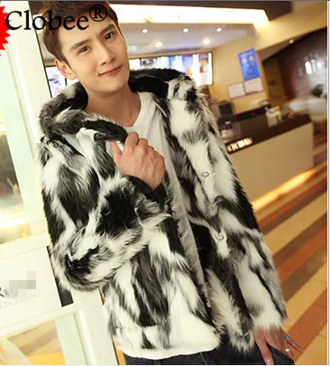 2019 шуба мужская черная белая комбинированная винтажная свободная с капюшоном