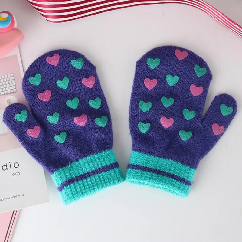 Синий Wecute/Детские Зимние теплые однослойные перчатки с защитой от царапин, варежки для малышей 0-4 лет, Детские теплые перчатки с рисунком - Цвет: Синий